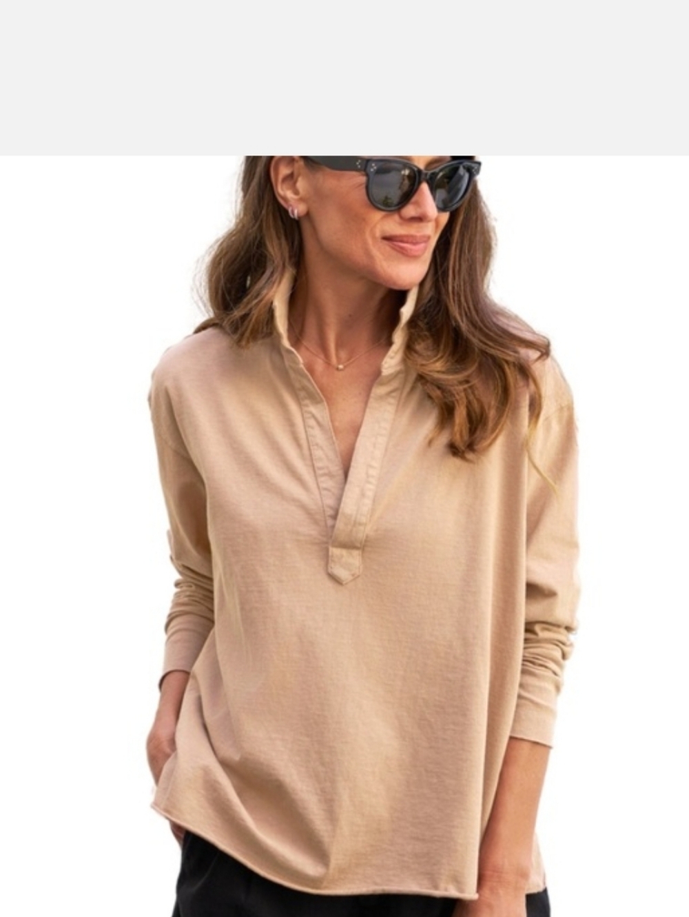 Frank & Eileen  Patrick Henley Light Tan Color Size S